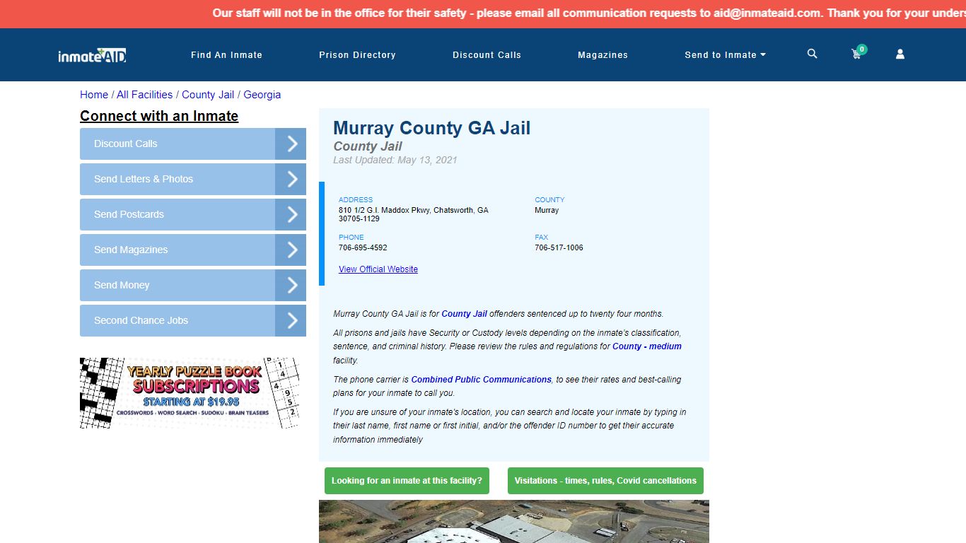 Murray County GA Jail - Inmate Locator - Chatsworth, GA